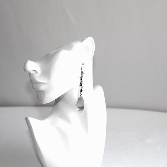 RARE Alexis Bittar Crystals and Lucite Drop Earrings. Alexis Bittar Hand- Carved - Picture 1 of 13